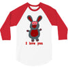 i love you bunny hare rabbit cupid couple kiss fun 3/4 Sleeve Shirt