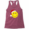 smiley face wears santa hat merry christmas Racerback Tank