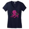 purple octopus playing the bagpipes Women's V-Neck T-Shirt