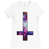 inverted galaxy cross funny  religion banter space fashion new Ladies Fitted T-Shirt