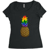 rainbow pineaplle Women's Triblend Scoop T-shirt