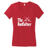 the rodfather   mens funny fishing Women's V-Neck T-Shirt