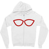 kacamata red Zipper Hoodie