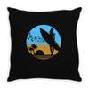 beach surfer silhouette birds sand waves palm Throw Pillow