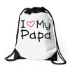 I Love My Papa Drawstring Bags