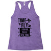 TIME TO FLY TO LONDON PARIS NEW YORK Racerback Tank