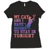 my cat and i stay in tonight Ladies Fitted T-Shirt