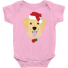 golden retriever dog with red santa's hat Baby Bodysuit