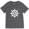 steering wheel sail boat funny V-Neck Tee