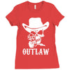 outlaw cow boy motor bike Ladies Fitted T-Shirt