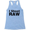 i shoot raw Racerback Tank