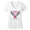 my hero is now my angel breast cancer awareness Women's V-Neck T-Shirt