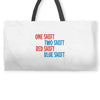 one shift two shift red shift blue shift Weekender Totes