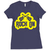 rock on Ladies Fitted T-Shirt