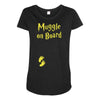 Muggle On Board Yellow Maternity Scoop Neck T-shirt