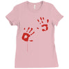 bloody hand print funny zombie kill undead blood horror killer Ladies Fitted T-Shirt