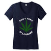 don't panic it's organic   marijuana Women's V-Neck T-Shirt