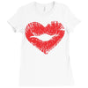 lip print heart Ladies Fitted T-Shirt