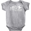 evolution of snowboarding funny Baby Bodysuit
