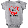 niece i wear a red heart ribbon Baby Onesie
