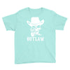 outlaw cow boy motor bike Youth Tee