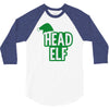 christmas head elf 3/4 Sleeve Shirt