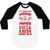 horror movies, pizza and beer 3/4 Sleeve Shirt