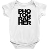 photographer camera photography modern text photos scrapbook geek t sh Baby Onesie