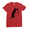 cat and wine Ladies Fitted T-Shirt