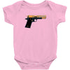 black gold gun pullover Baby Onesie