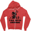 trex hates swimming Zipper Hoodie