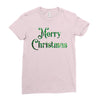 merry christmas green glitter Ladies Fitted T-Shirt