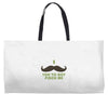 mustache pinch Weekender Totes