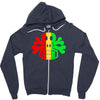 rasta skull and crossbones reggae dub club rave Zipper Hoodie