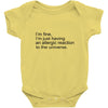 the oc allergic reaction Baby Bodysuit