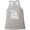 white ink camping is in tents funny Racerback Tank