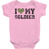 i love my soldier regular camouflage Baby Bodysuit