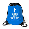 obey the beard funny Drawstring Bags