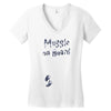 Muggle On Board Navy Women's V-Neck T-Shirt