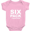 six pack coming soon mens Baby Onesie
