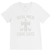 real men love cats (2) V-Neck Tee