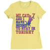 my cat and i stay in tonight Ladies Fitted T-Shirt