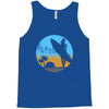 beach surfer silhouette birds sand waves palm Tank Top