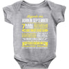 Legends Are Born In September Baby Onesie