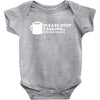 please stop talking it's too early coffee Baby Onesie