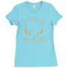 i'd rather be hunting deer antlers ammo hunt gear merica cool Ladies Fitted T-Shirt