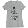 keep calm and rock on mens black t shirt rock music new Ladies Fitted T-Shirt
