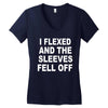 i flexed and the sleeves fell off Women's V-Neck T-Shirt