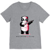 black, red and white V-Neck Tee