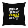 January February Michigan April - March Madness Basketball Throw Pillow